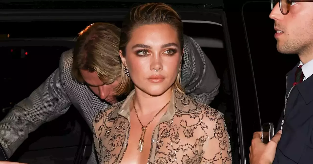 Florence Pugh Shimmers In A Completely Sheer Crop Top And Maxi Skirt