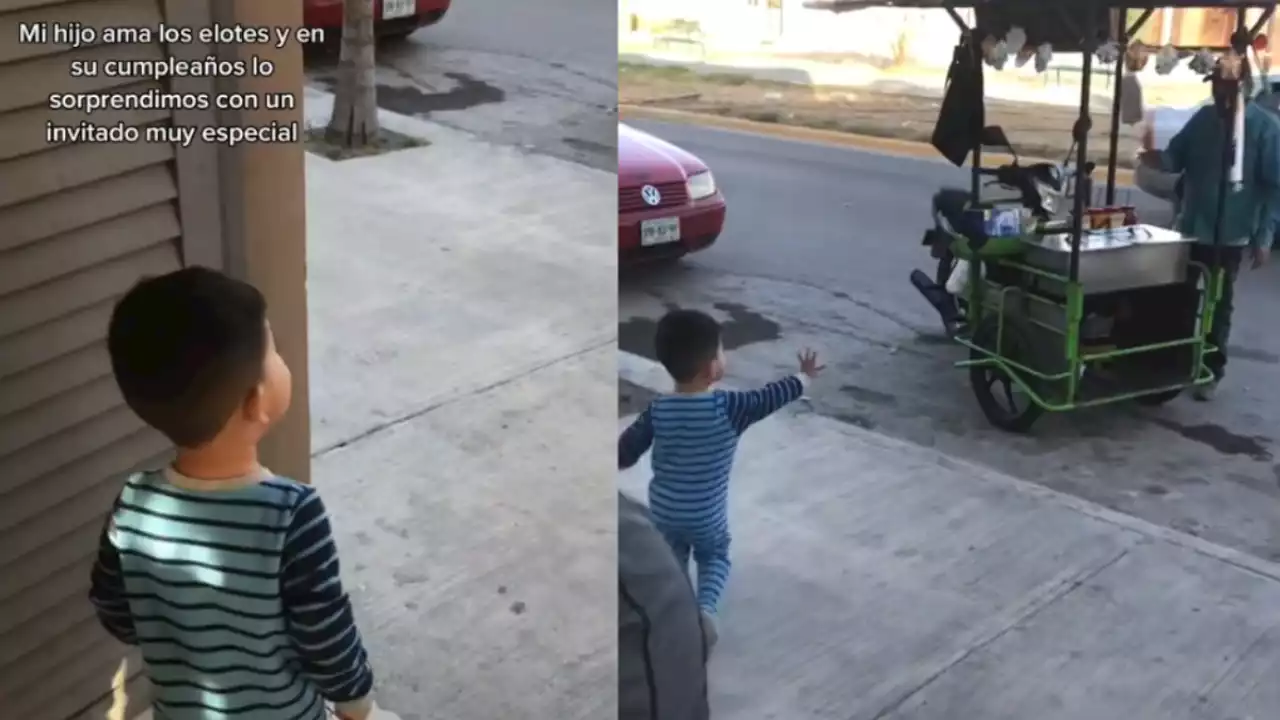 La tierna reacción de un niño al ver llegar al señor de los elotes a su