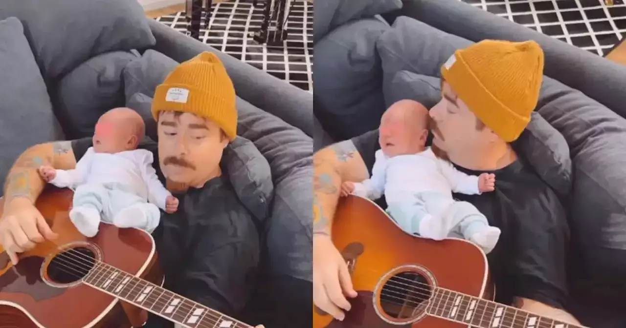 Papá feliz Migue Granados y su bebé protagonizaron un video lleno de