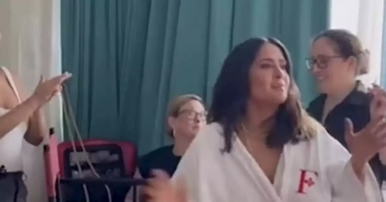 Salma Hayek Flashes Fans In Wardrobe Malfunction While Dancing In Just A Robe