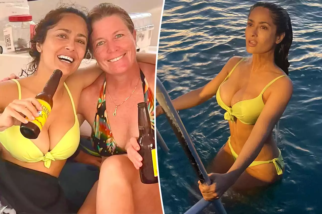 Salma Hayek Shows Off Another Busty Bikini On Scuba Diving Trip