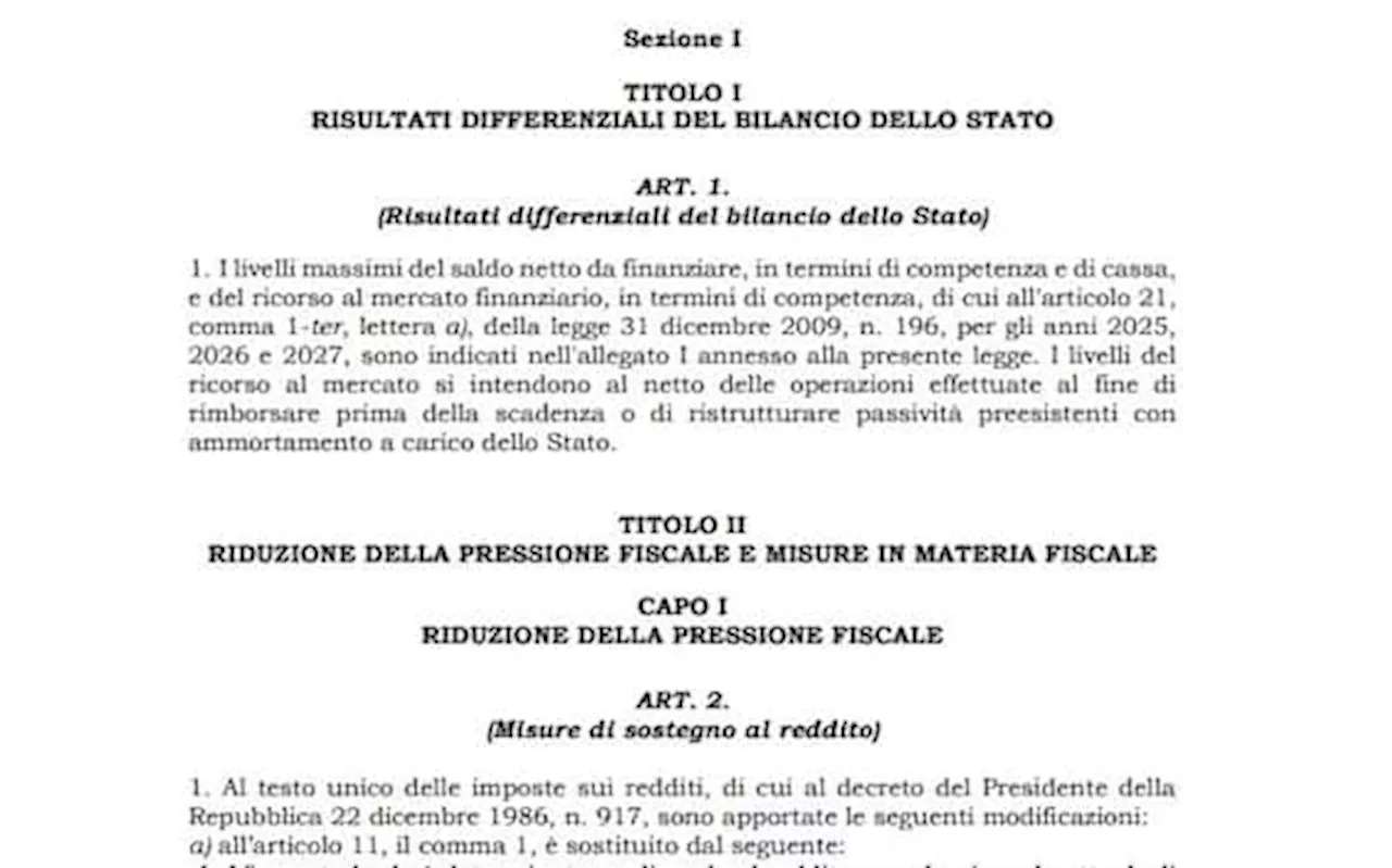 Manovra Il Testo Integrale Della Bozza Della Legge Di Bilancio In