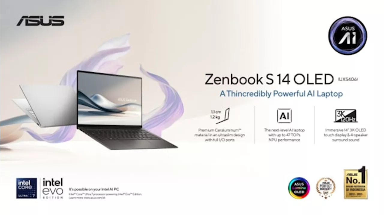 ASUS Zenbook S 14 OLED Laptop Tipis Dengan Teknologi AI Cocok Untuk