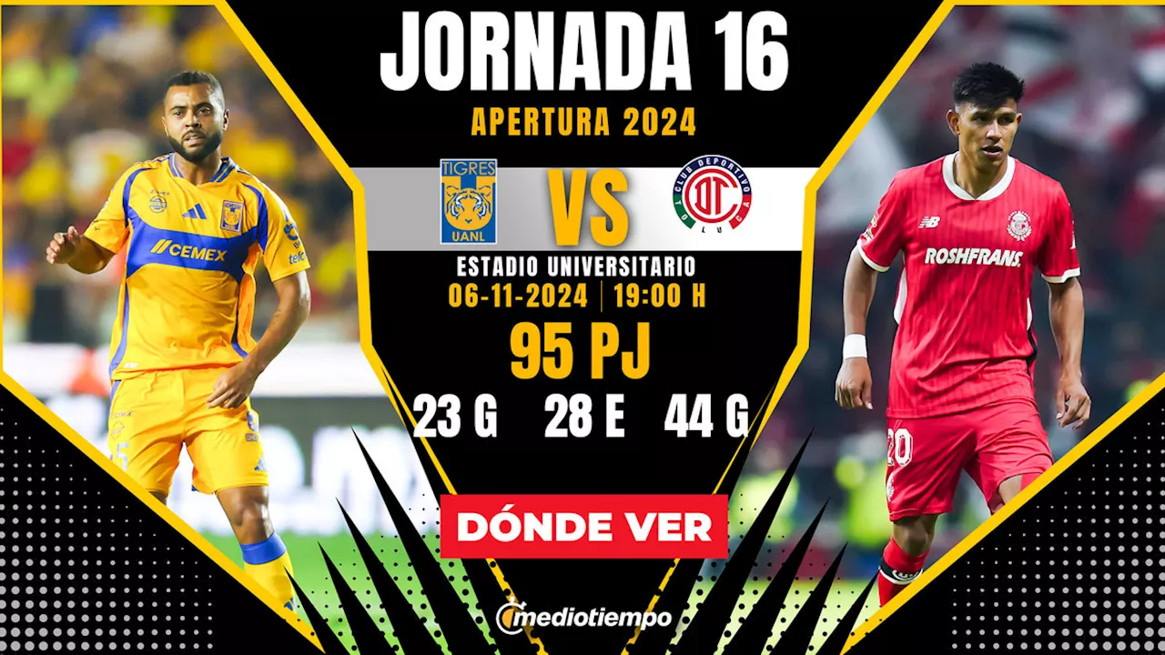 Tigres vs Toluca Dónde y a qué hora ver EN VIVO partido de Jornada 16