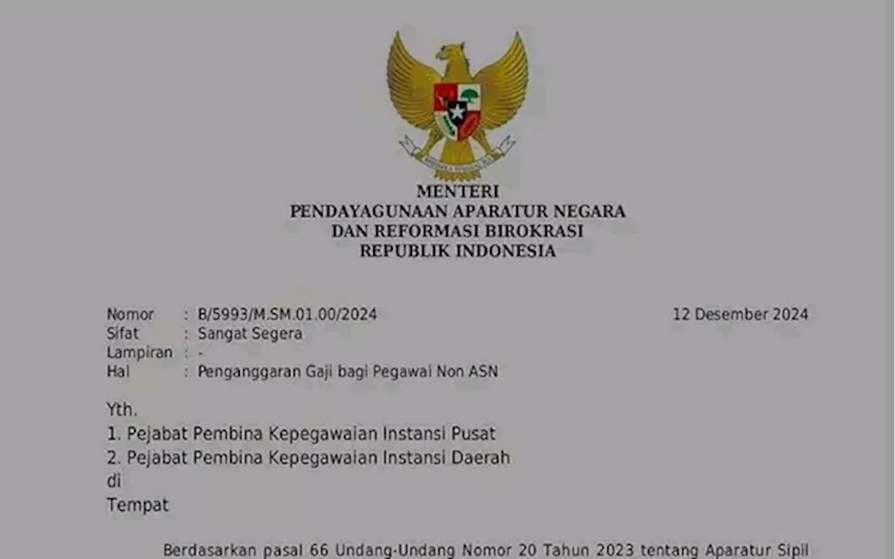 Surat MenPAN RB Rini Terbaru Terbit Nasib Honorer Di 2025 Selamat