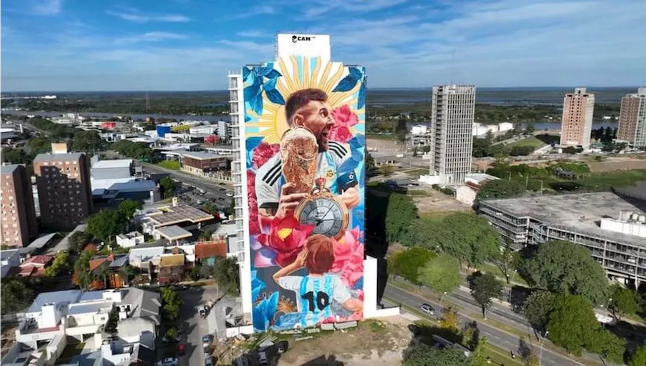 Santa Fe Un artista pintó en Santa Fe el mural más grande que Lionel