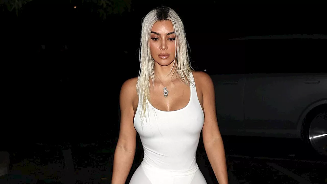 Tvshowbiz Kim Kardashian Showcases Her Curves In White Bodysuit Paired