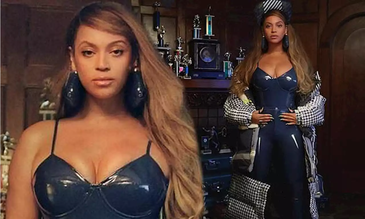 Beyonce rocks a black latex jumpsuit for her new Ivy Park collection