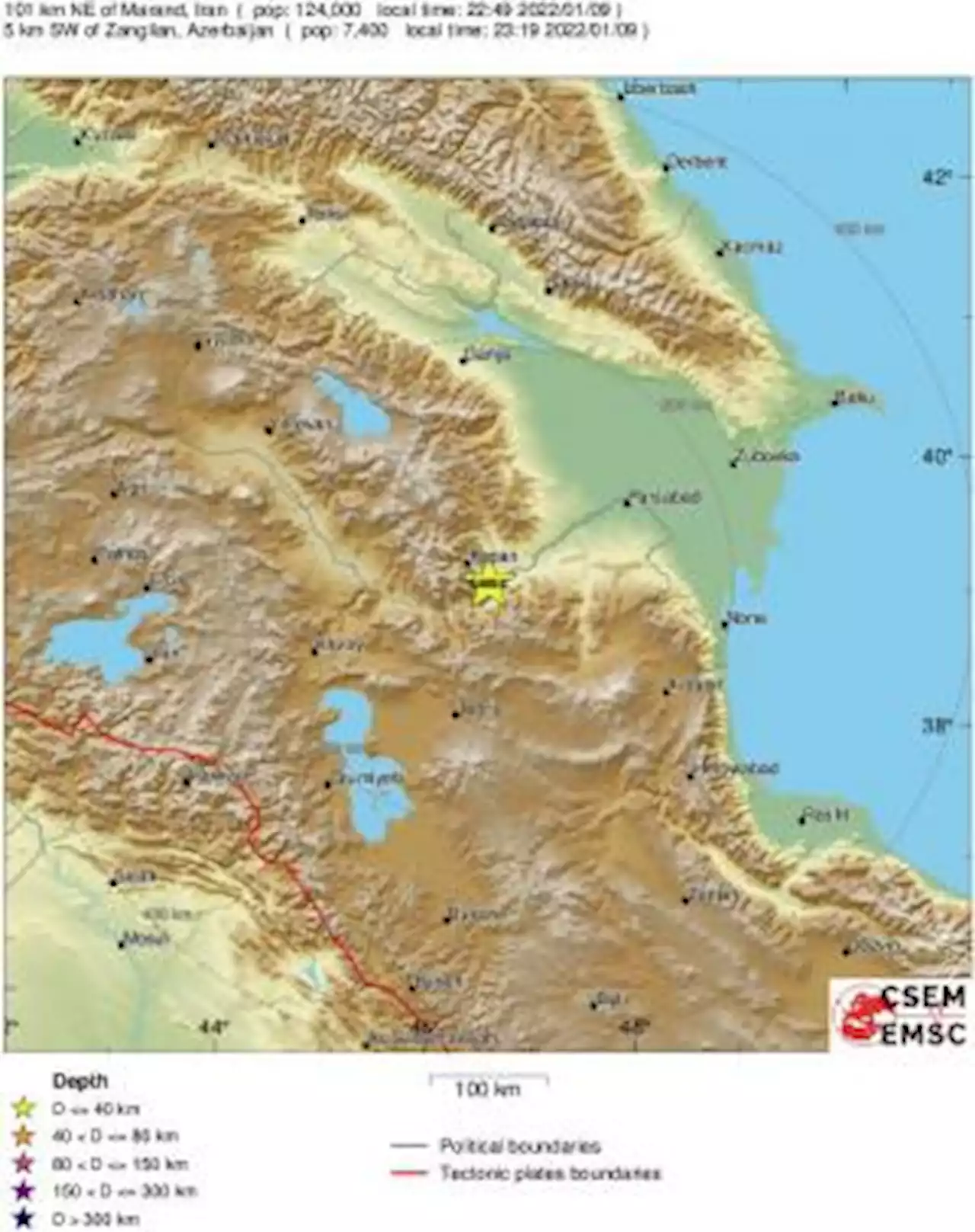 Earthquake, Magnitude 2.6 - AZERBAIJAN - 2022 January 09, 19:19:51 UTC