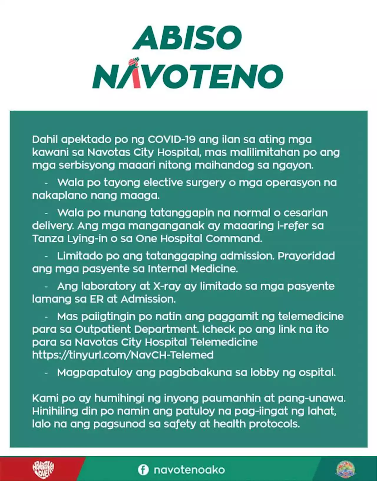 Navotas City Hospital staff positive for COVID-19