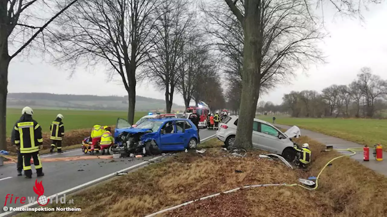 D: Drei Schwerverletzte und Teilbrand eines Pkw nach Frontalzusammenstoß bei Northeim