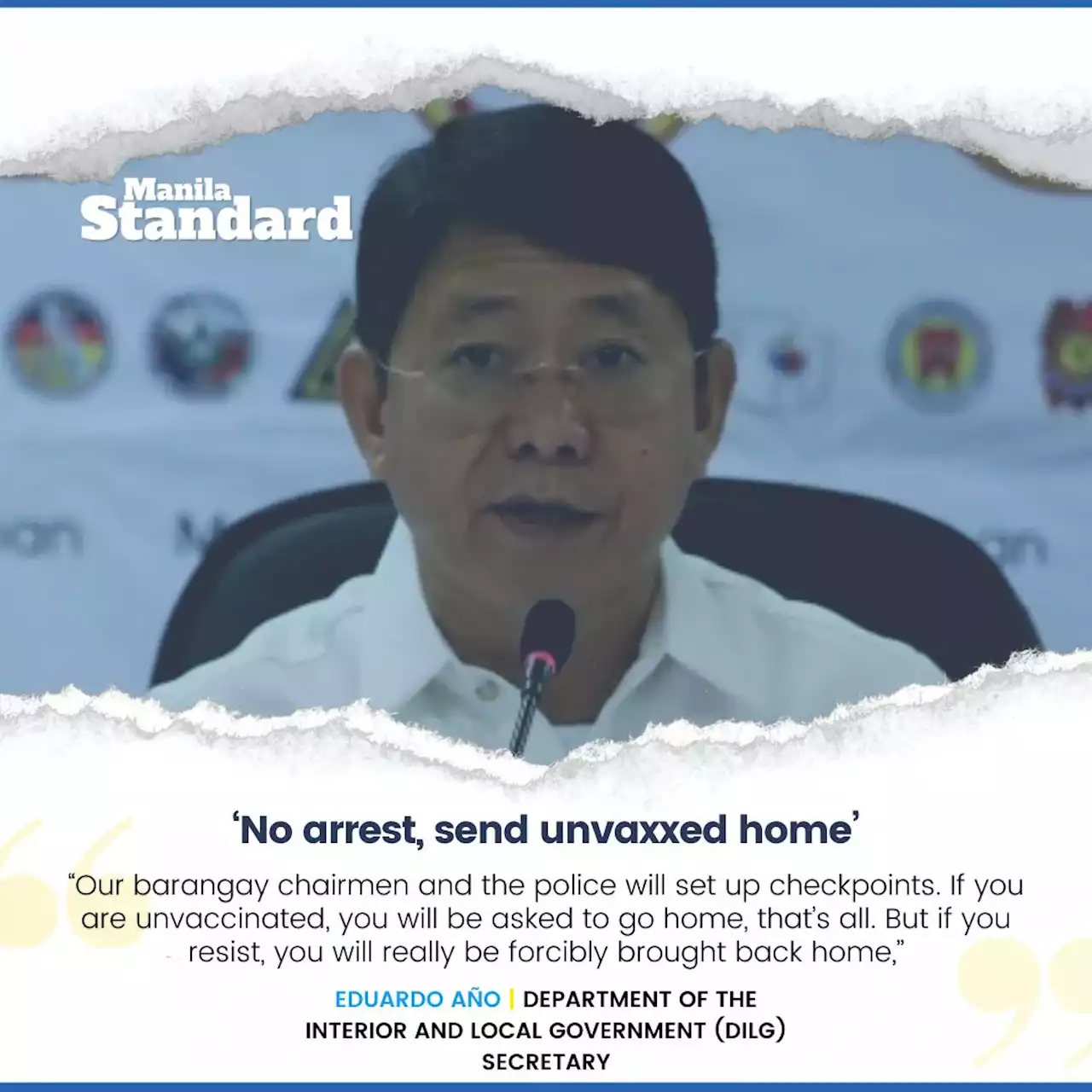 ‘No arrest, send unvaxxed home’
