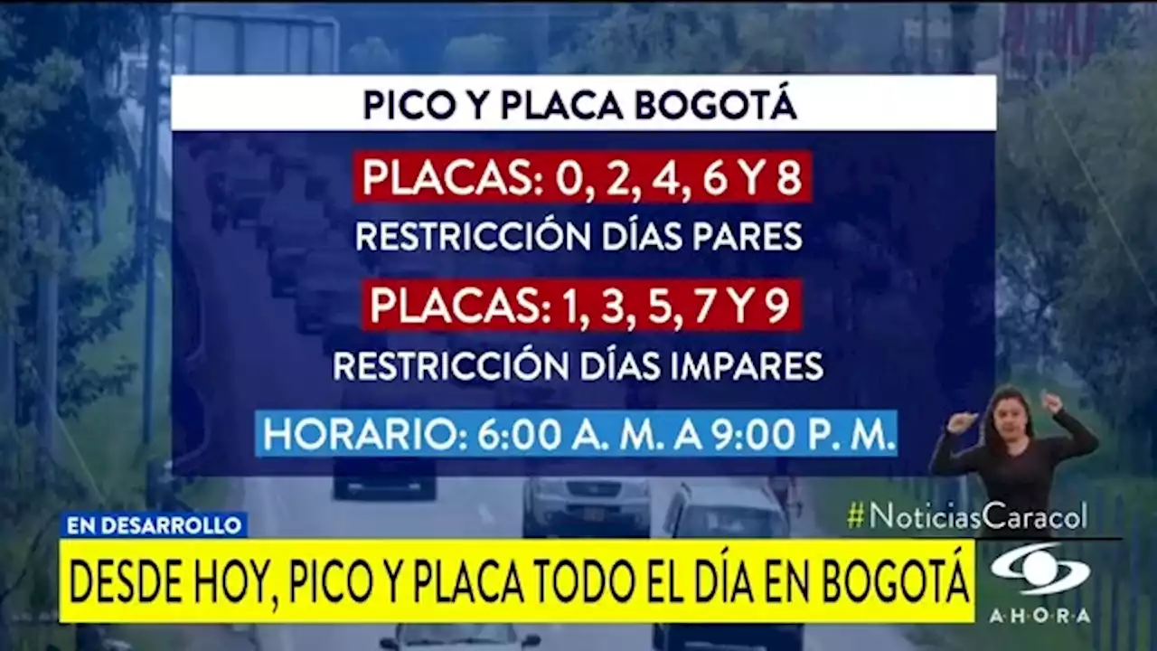 Pico y placa en Bogotá: estos son los horarios y restricciones para este 11 de enero