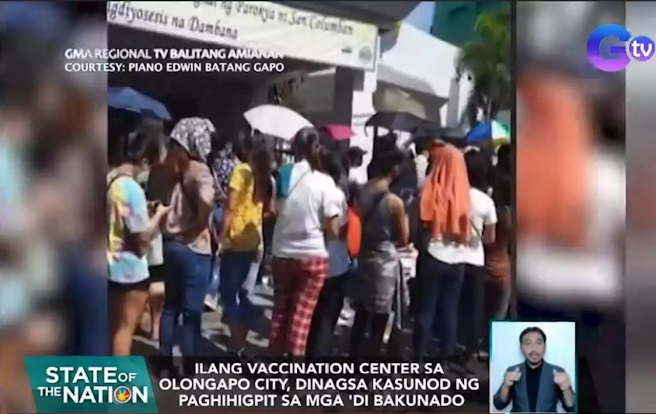 Long lines at Olongapo City vaccination site following order on limitations for unvaxxed