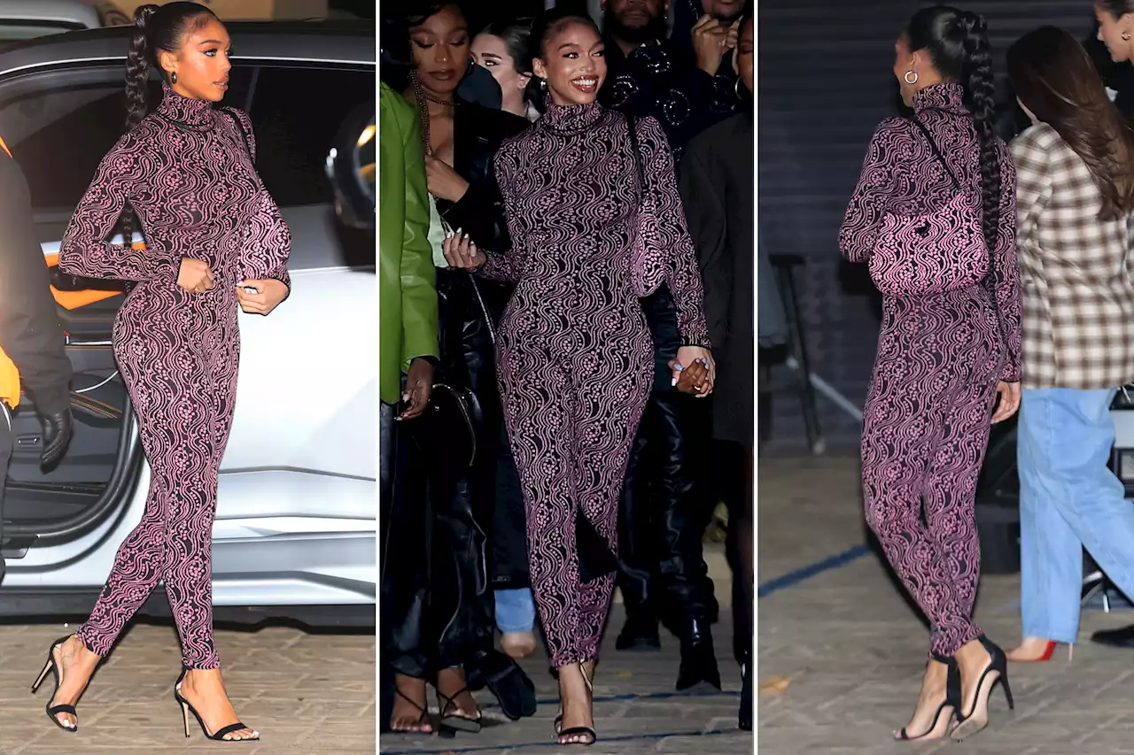 Lori Harvey celebrates her birthday in printed Prada catsuit