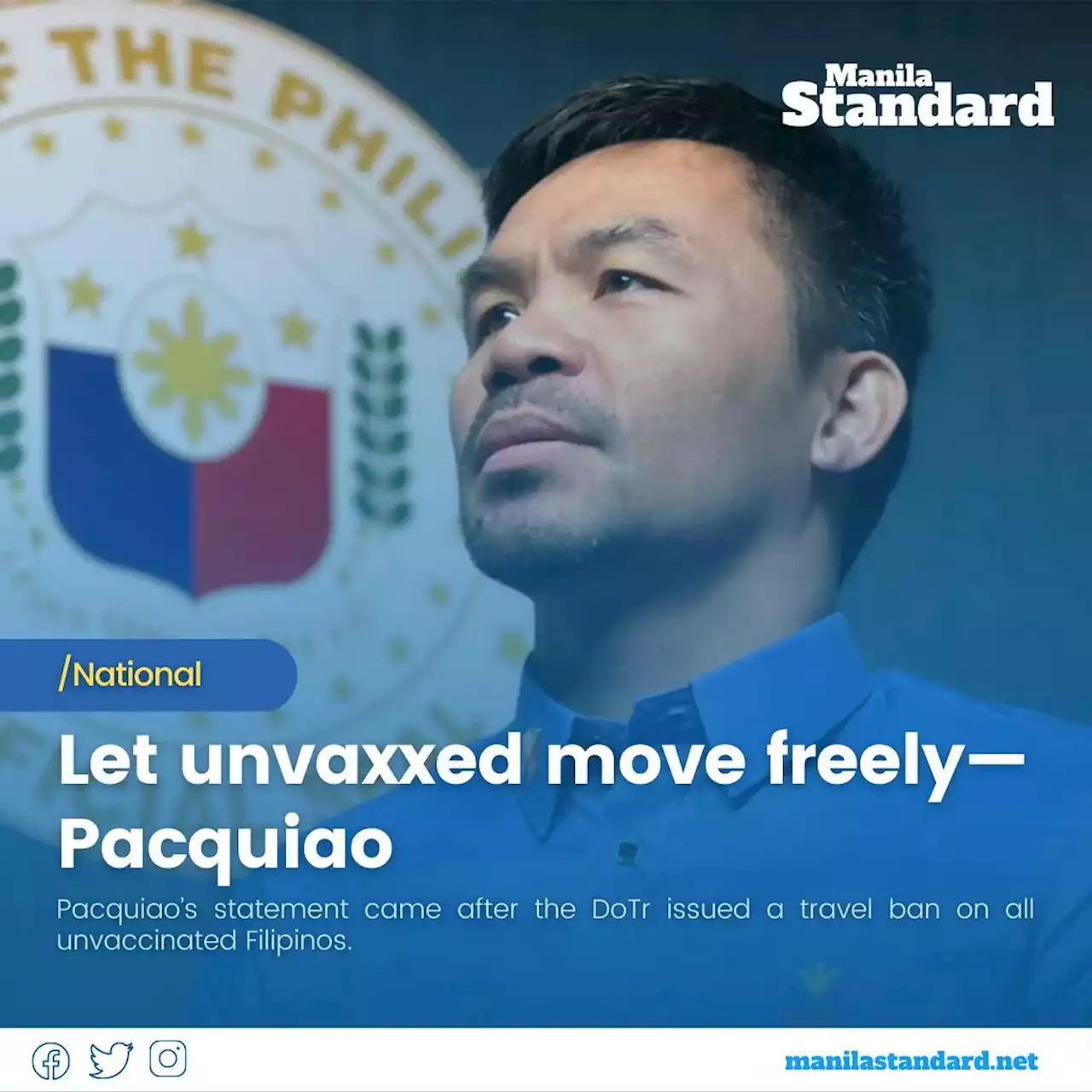 Let unvaxxed move freely—Pacquiao