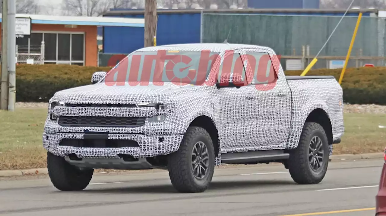 Ford Ranger Raptor caught with less camo next to a Bronco Raptor