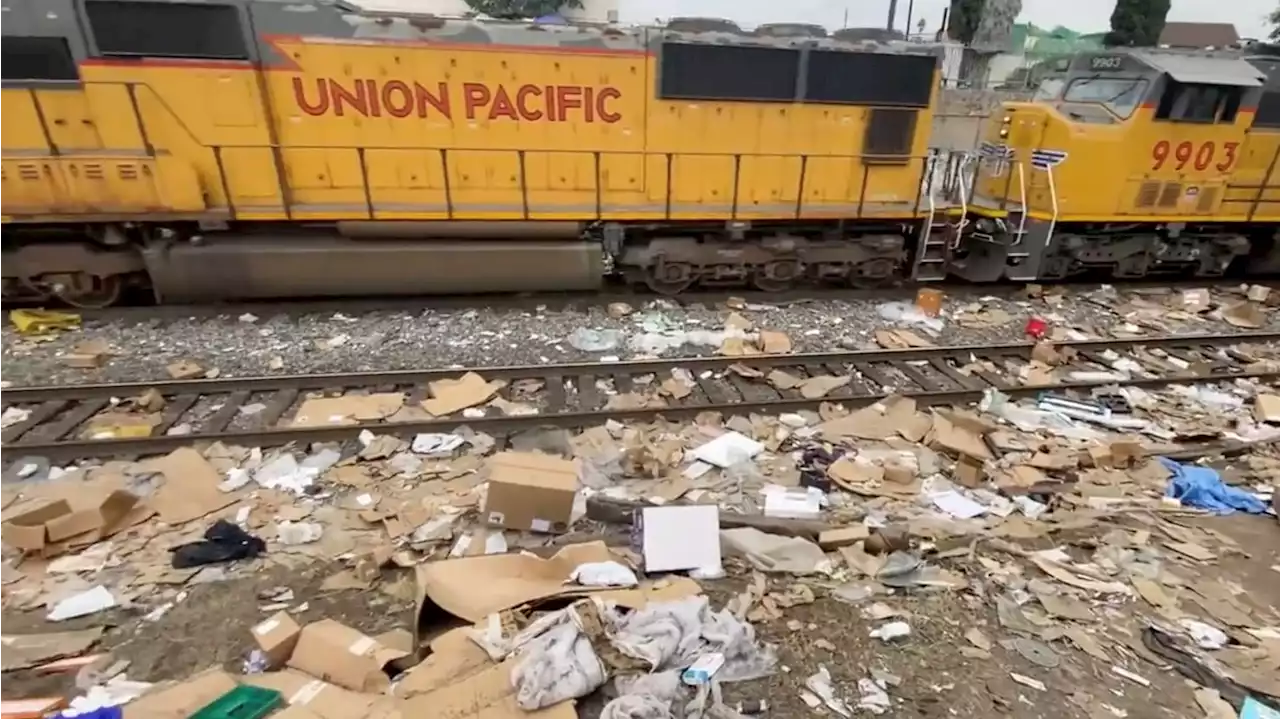 Shocking Images Show Sea of Stolen Packages Littering L.A. Train Tracks