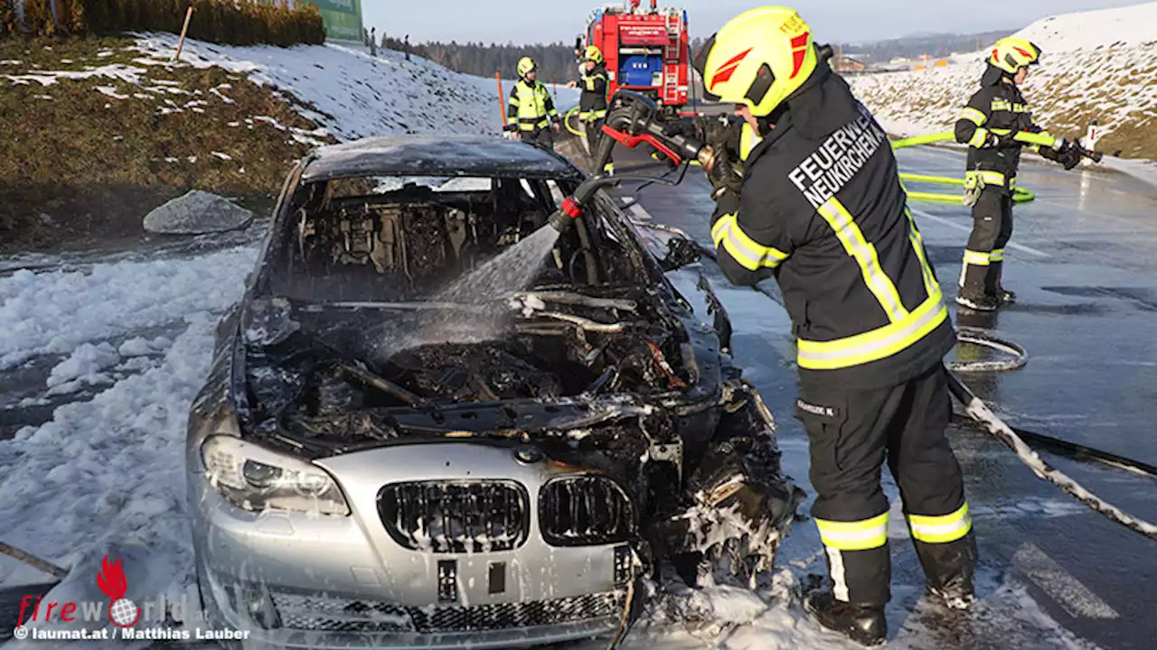 Oö: Pkw in Neukirchen am Walde während der Fahrt in Brand geraten