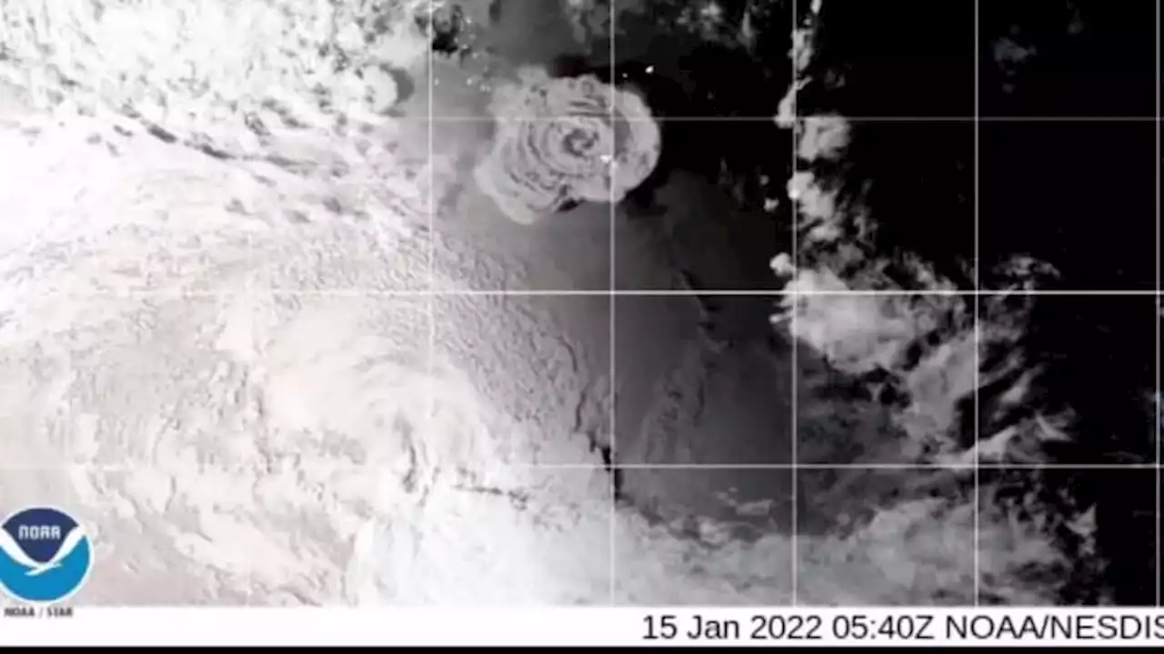 Video: Satellite observes volcano erputing near Tonga