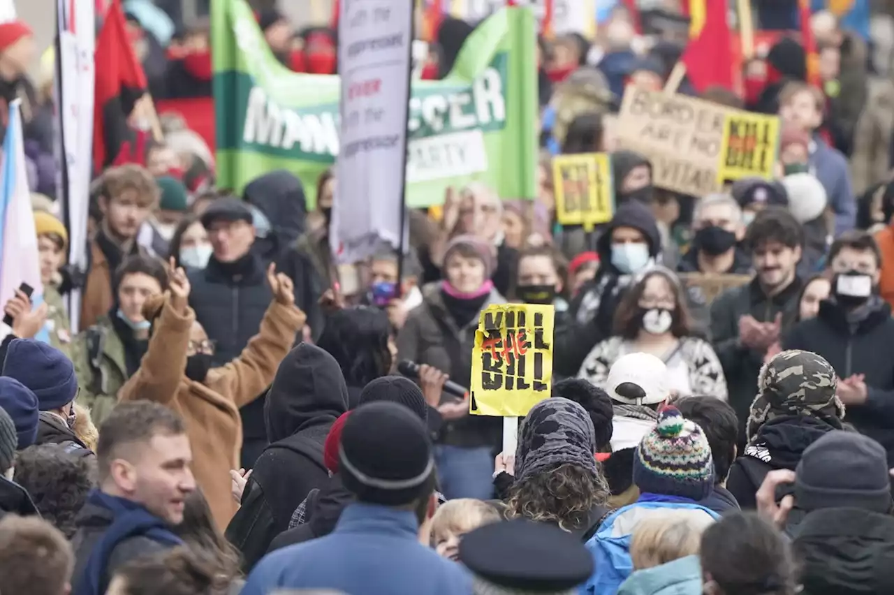 Hundreds of activists rally against police bill in London