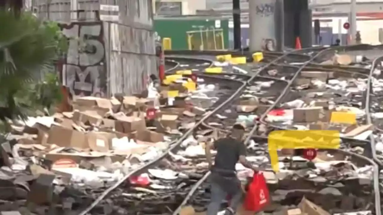 Video Shows Union Pacific Tracks Strewn with Thousands of Packages in LA as Looters Ransack Trains