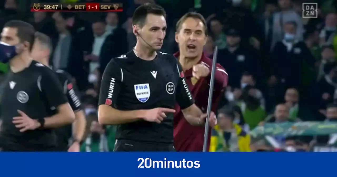 Así fue el momento del impacto de un objeto en la cabeza de Jordán que obligó a suspender el Betis vs Sevilla