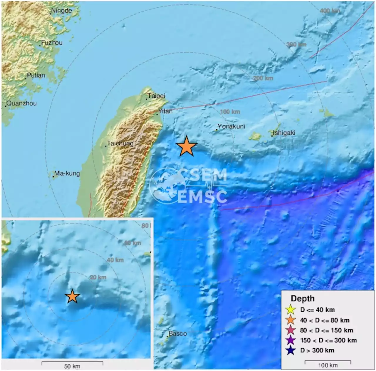 Earthquake, Magnitude 5.2 - TAIWAN REGION - 2022 January 16, 08:15:41 UTC