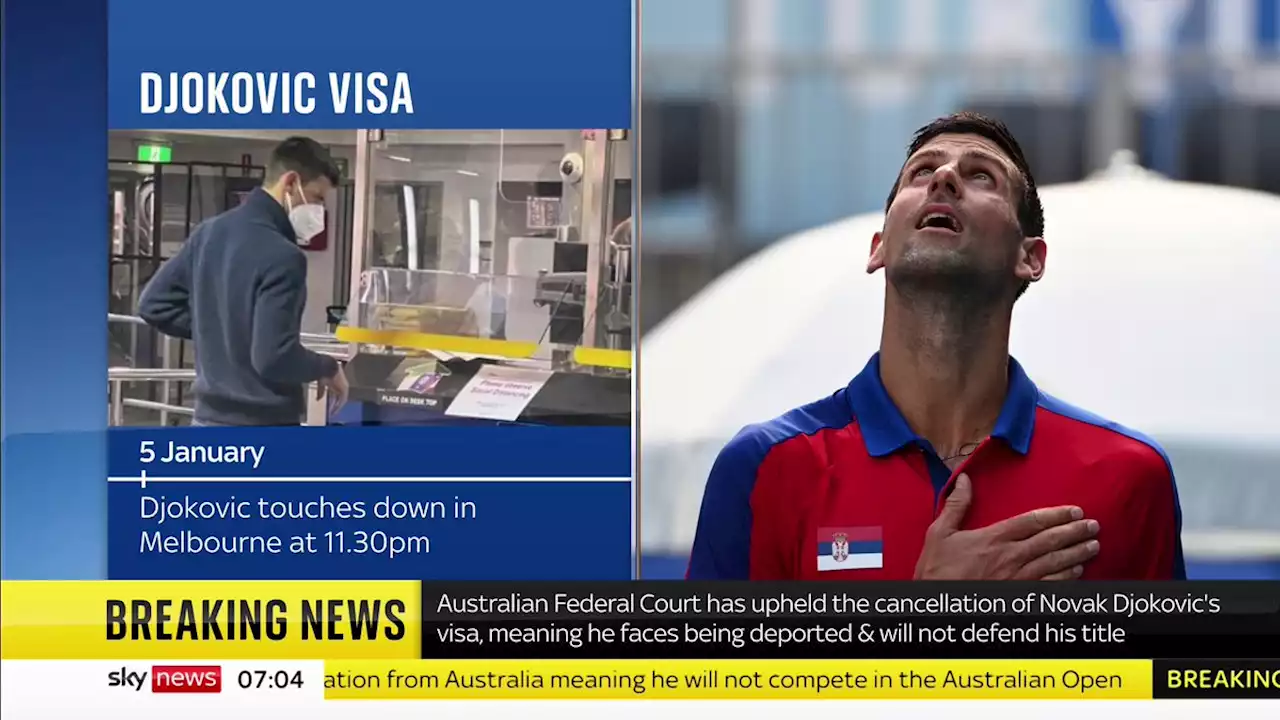 Novak Djokovic updates: Reaction as tennis start to be deported after losing court appeal