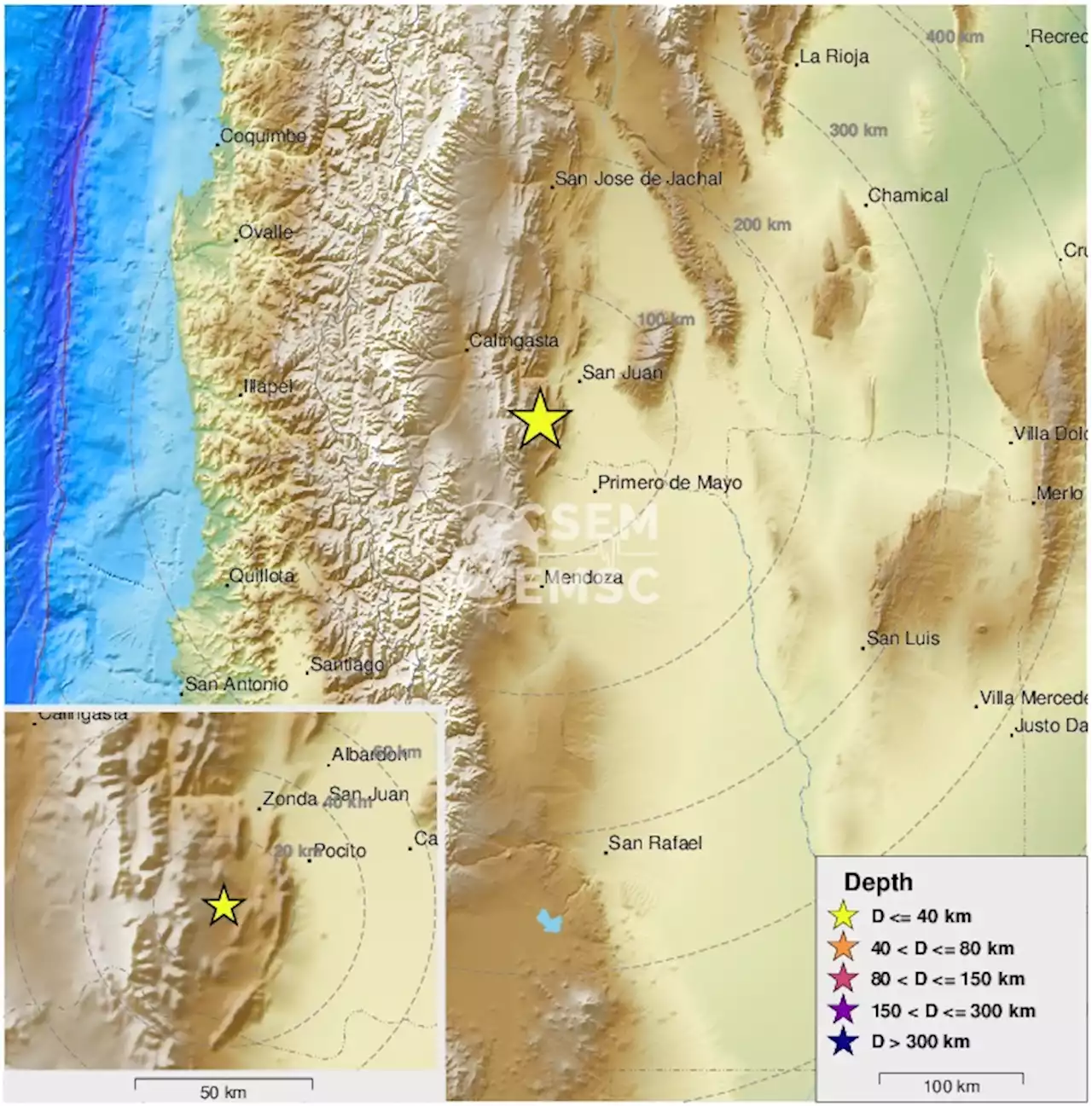 Earthquake, Magnitude 4.1 - SAN JUAN, ARGENTINA - 2022 January 17, 08:42:50 UTC