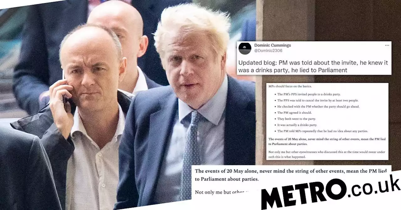 Dominic Cummings says he will swear Boris lied about No 10 parties under oath