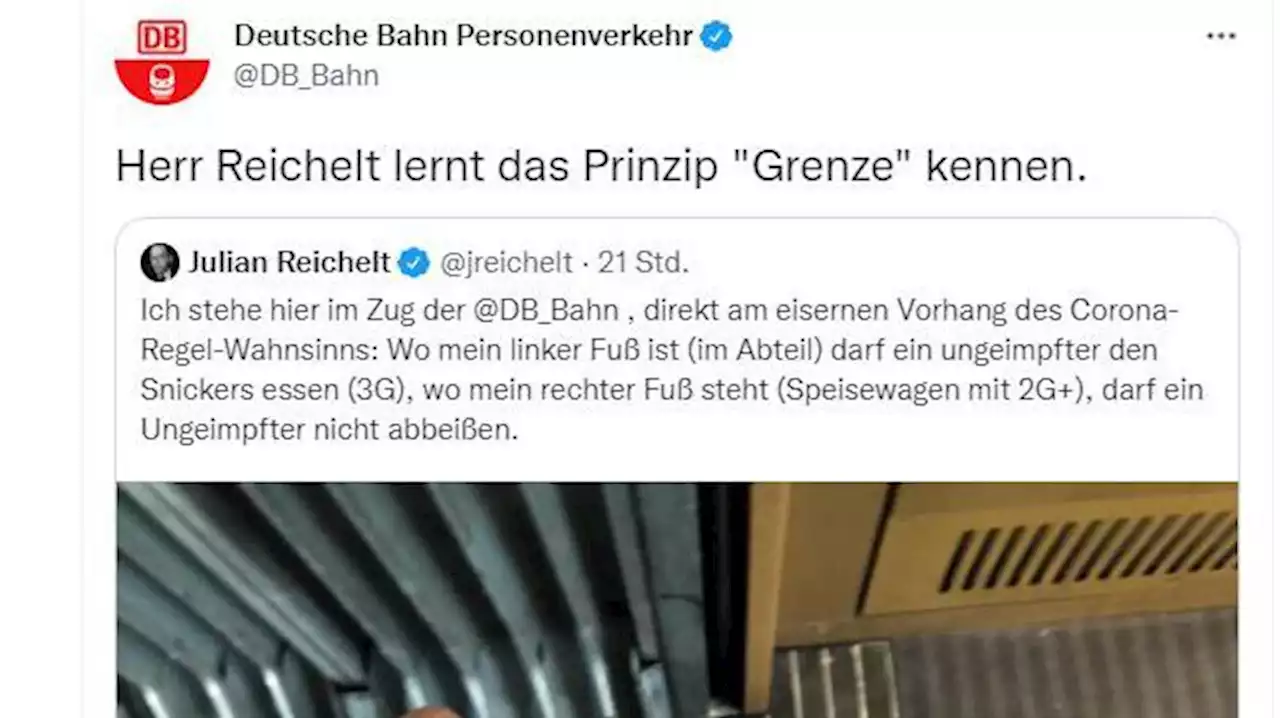 'Regel-Wahnsinn': So trocken kontert die Bahn Julian Reichelts Corona-Tweet