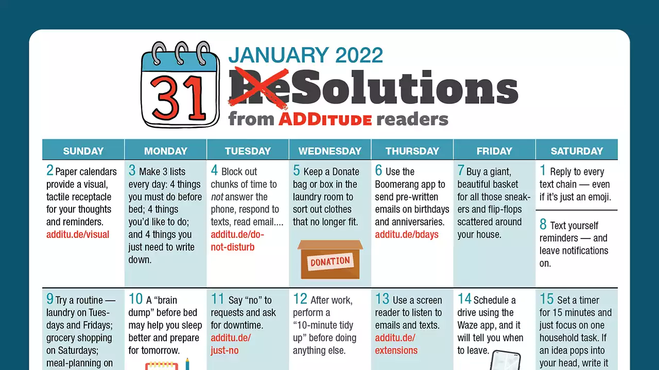 The ADHD New Year's (Re)Solutions Calendar