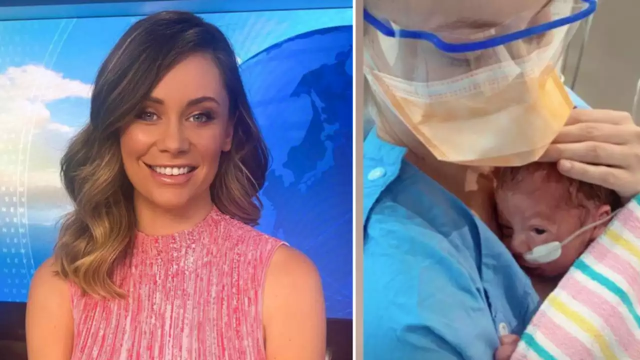 Channel 7 newsreader Amber Laidler welcomes baby with AFL star husband eight weeks early