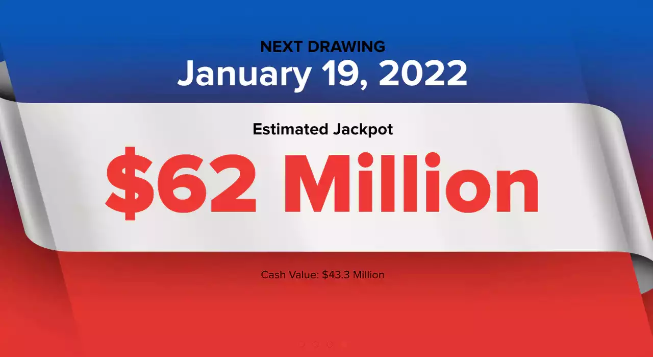 Powerball winning numbers for Wednesday, Jan. 19, 2022; jackpot $62 million