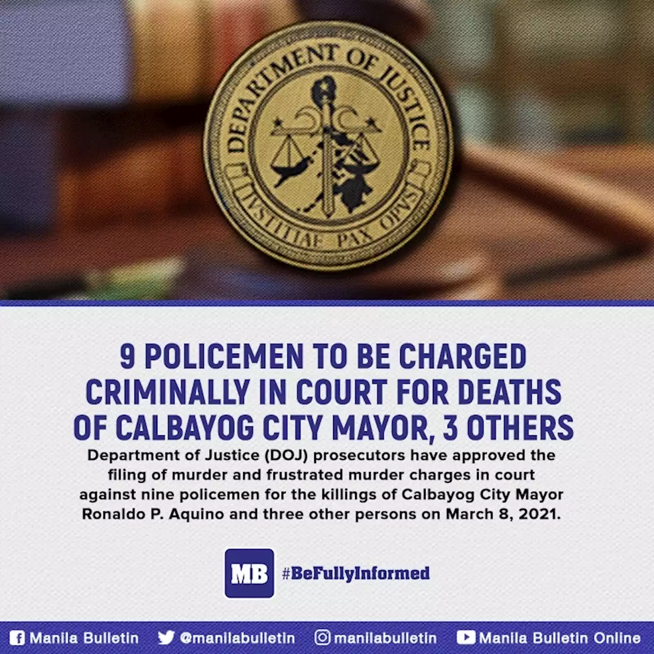 9 policemen to be charged criminally in court for deaths of Calbayog City mayor, 3 others