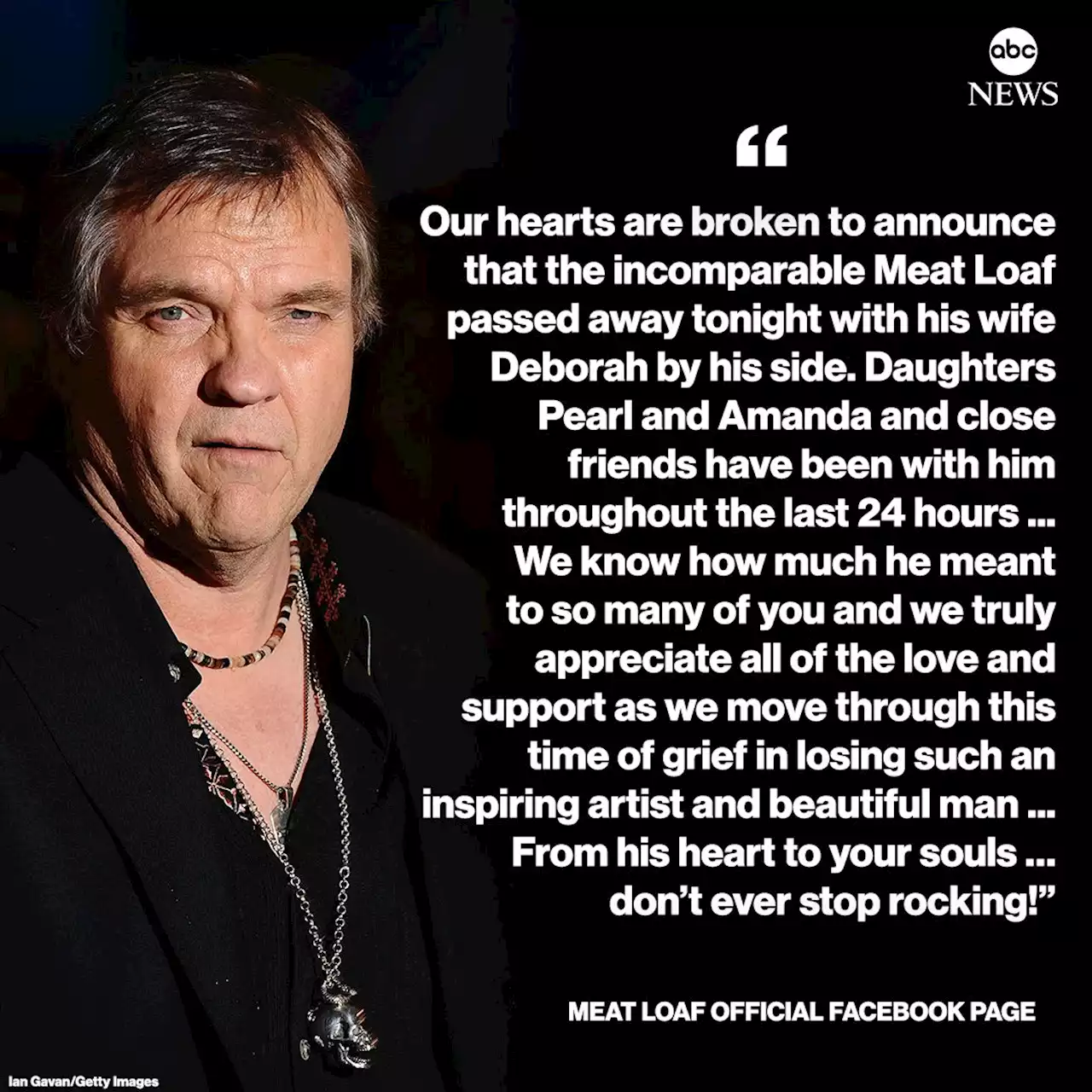 Legendary singer Meat Loaf dies at 74