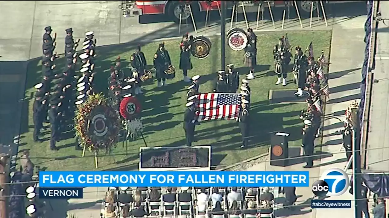 Jonathan Flagler: Solemn flag service held for LA County firefighter killed in house fire