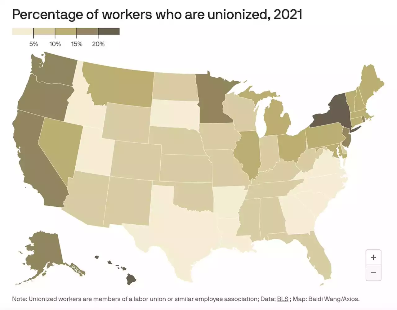 Labor union membership declined in 2021