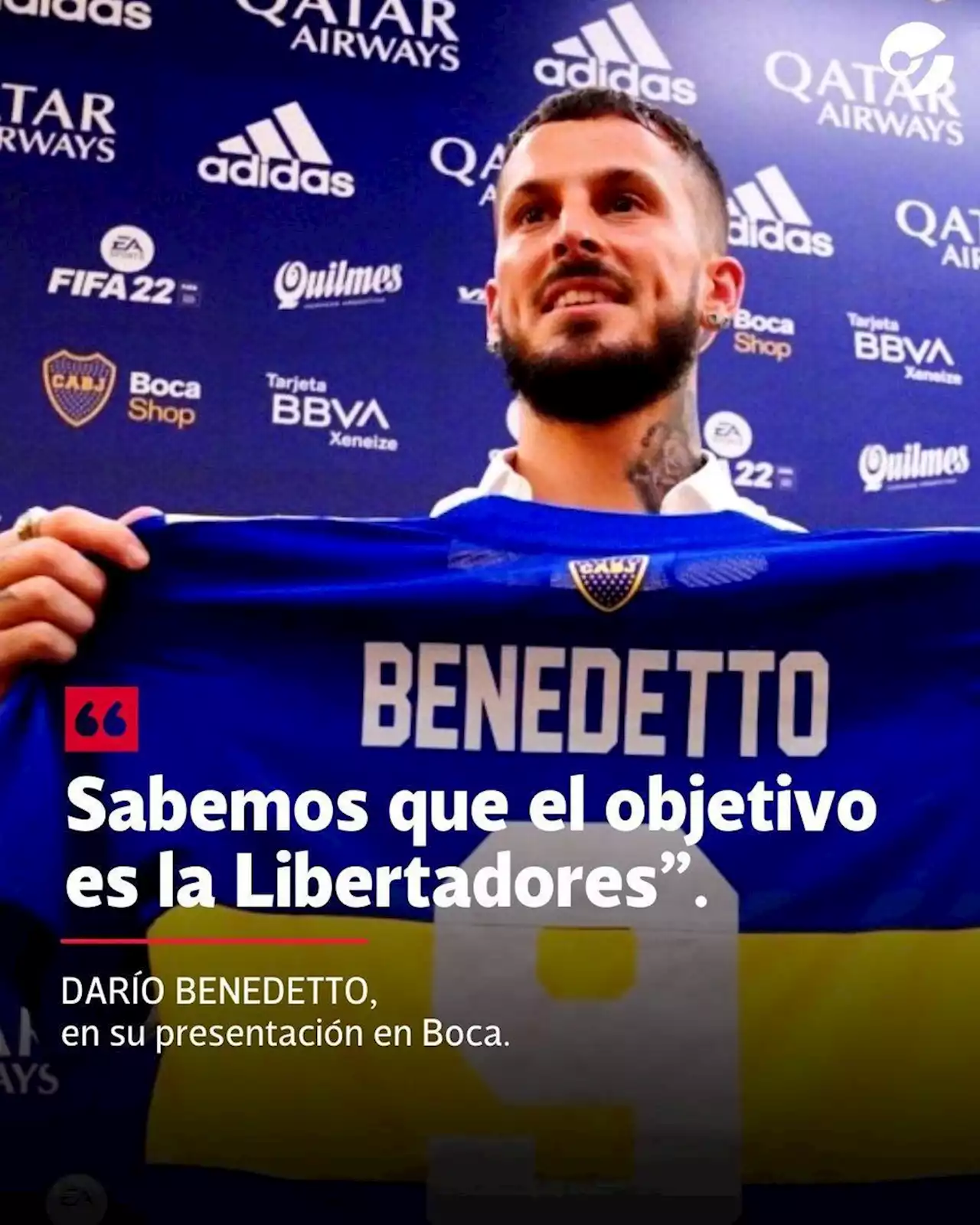 Darío Benedetto, en su presentación en Boca: 'Sabemos que el objetivo es la Libertadores'