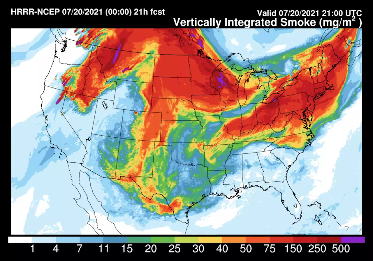 The View From Space as Wildfire Smoke Smothers Large Swaths of North America