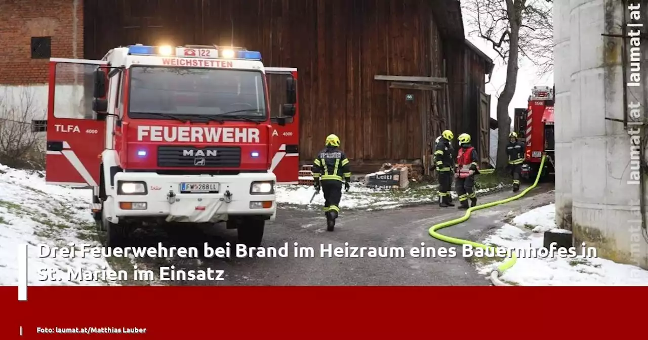 Drei Feuerwehren bei Brand im Heizraum eines Bauernhofes in St. Marien im Einsatz | laumat|at