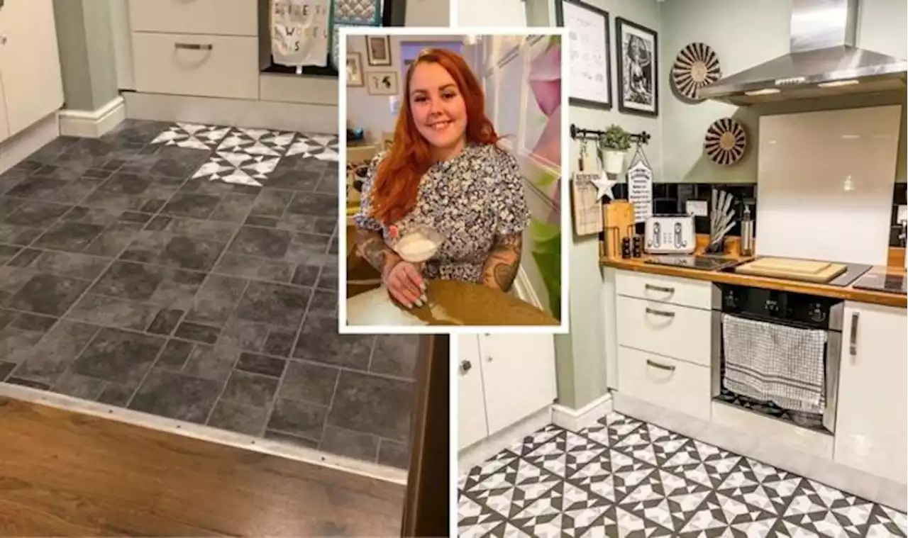 ‘Cheap but effective’: DIY mum-of three transforms kitchen floor in 90 minutes for £16