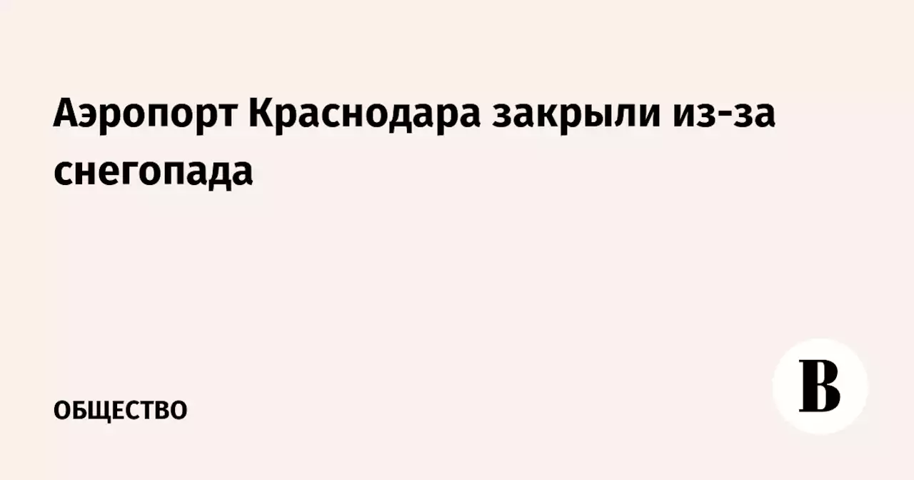 Аэропорт Краснодара закрыли из-за снегопада