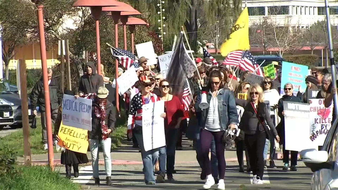 North Bay anti-vaccine activists protest mandates, considering legal action against school board