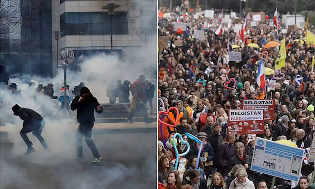 Thousands march through Brussels demanding end to tough Covid rules