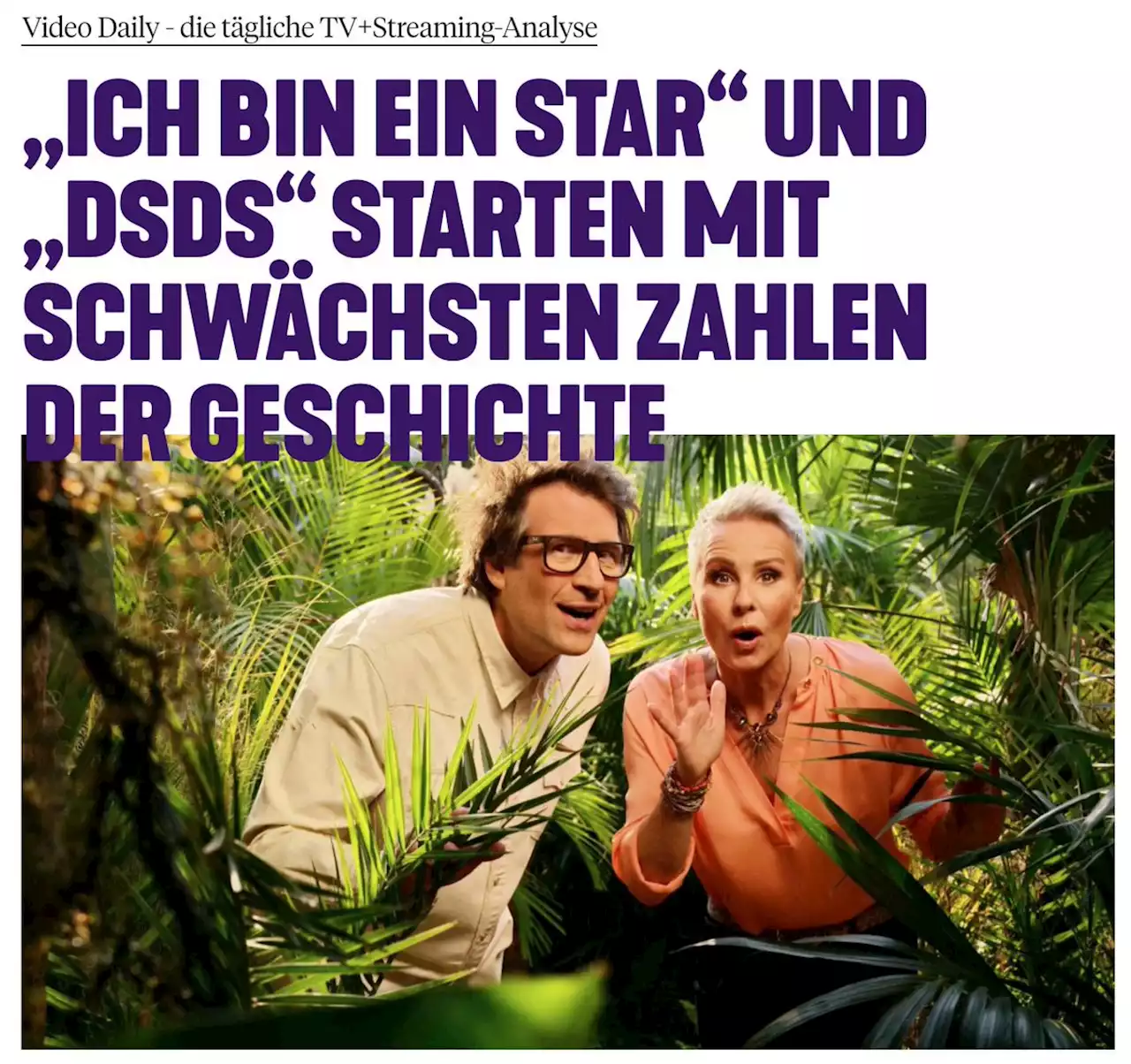 „Ich bin ein Star“ und „DSDS“ starten mit schwächsten Zahlen der Geschichte