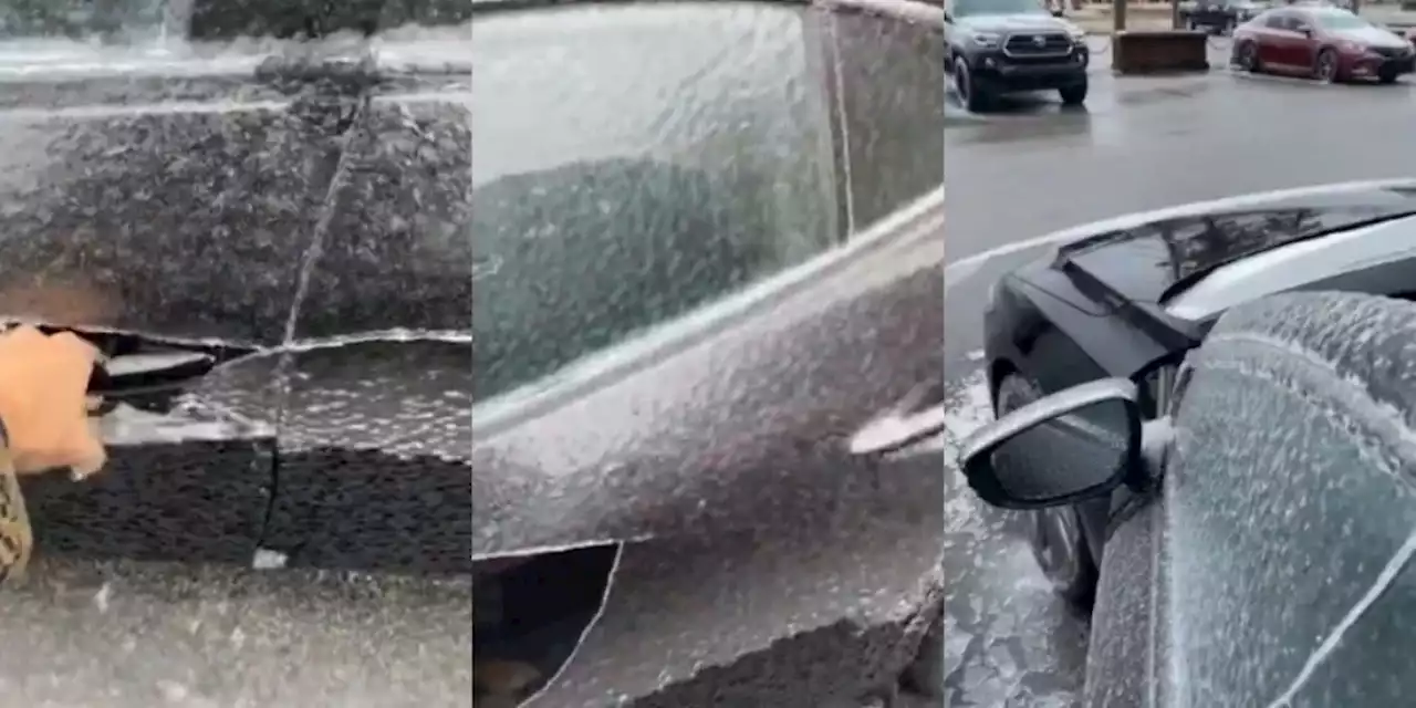 Dalla maniglia al cofano: l'auto... di ghiaccio va in frantumi! VIDEO