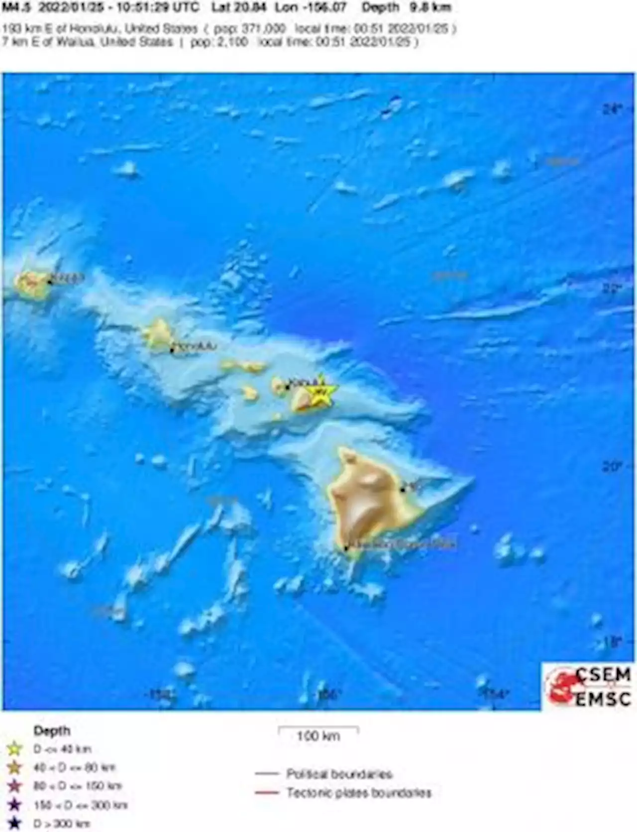 Earthquake, Magnitude 4.7 - HAWAII REGION, HAWAII - 2022 January 25, 10:51:26 UTC