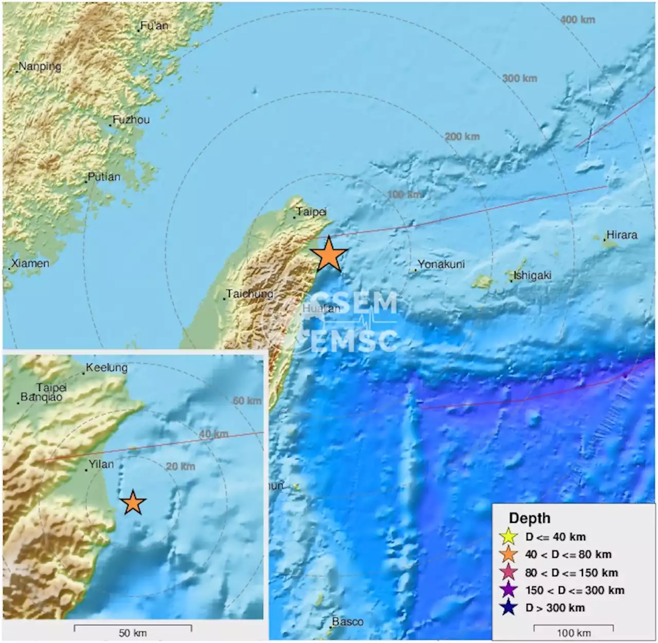 Earthquake, Magnitude 4.5 - TAIWAN REGION - 2022 January 25, 14:35:52 UTC